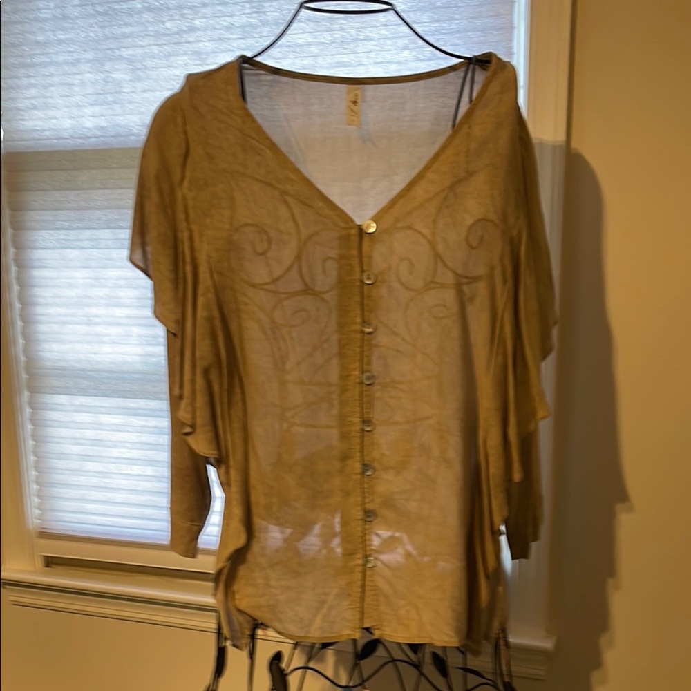 Chic Tan Button-Up Blouse